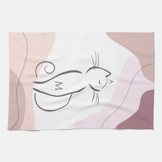 Minimalistischer schwarzer Katzenboho Bio Formen M Geschirrtuch (Horizontal)