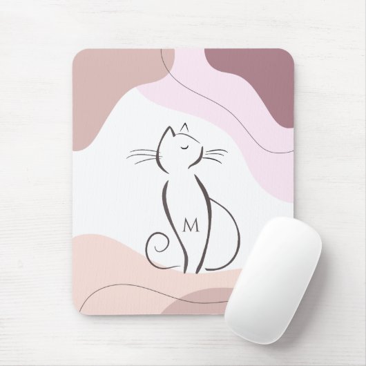 Minimalistischer schwarzer Katzenboho Bio Formen M Mousepad (Mit Mouse)