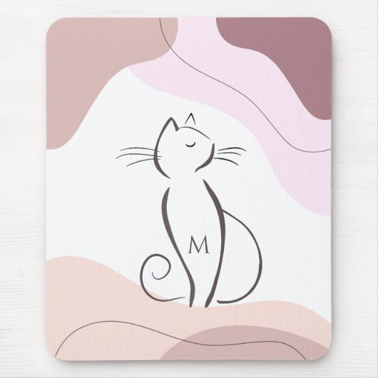 Minimalistischer schwarzer Katzenboho Bio Formen M Mousepad (Vorne)