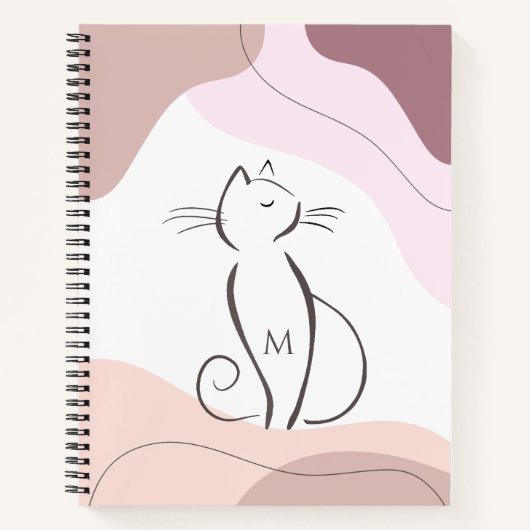 Minimalistischer schwarzer Katzenboho Bio Formen M Notizblock (Vorderseite)