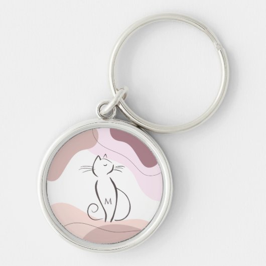 Minimalistischer schwarzer Katzenboho Bio Formen M Schlüsselanhänger (Vorne)