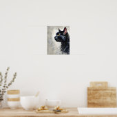 Minimalistischer schwarzer Katzenkunst-Druck Elega Poster (Küche)