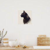 Minimalistischer schwarzer Katzenkunst-Druck Poster (Küche)