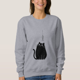 Minimalistischer schwarzer Katzenschwitzer für Fra Sweatshirt