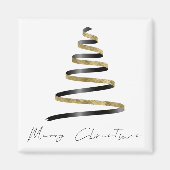 Minimalistischer Schwarzer Künstlerischer Baum Fro Magnet (Vorne)