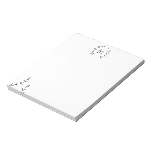 Minimalistischer Schwarzer Laurel Kranz und kunden Notizblock (Rotiert)