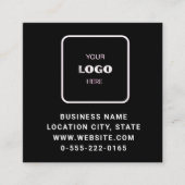Minimalistischer schwarzer Logo-QR-Code-Scan Quadratische Visitenkarte (Vorderseite)