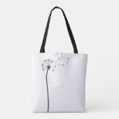 Minimalistischer schwarzer Löwenzahn, der im Wind Tasche (Rückseite)