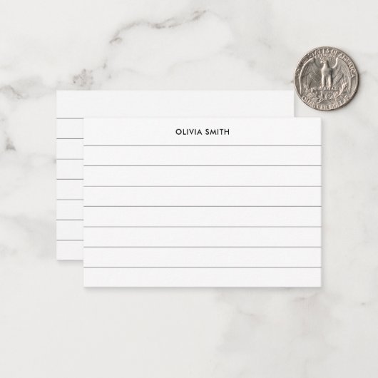 Minimalistischer schwarzer, moderner Monogram-Ruli Mitteilungskarte (Vorderseite/Rückseite Beispiel)