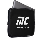 Minimalistischer Schwarzer Monogramm-Name Weißer T Laptopschutzhülle (Vorne Rechts)