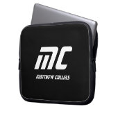 Minimalistischer Schwarzer Monogramm-Name Weißer T Laptopschutzhülle (Vorderseite Links)