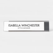 Minimalistischer schwarzer Name Schreibtischnamensplakette (Vorderseite )