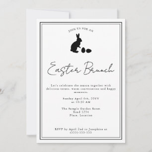 Minimalistischer schwarzer Osterbrunch-Hase auf we Einladung