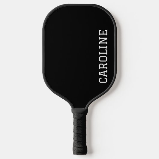 Minimalistischer schwarzer personalisierter Name Pickleball Schläger (Vorderseite)