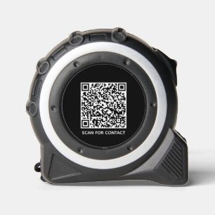 Minimalistischer, schwarzer QR-Code und bearbeitba Maßband