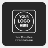 Minimalistischer Schwarzer Quadrat | Kundenfirma Quadratischer Aufkleber (Vorderseite)