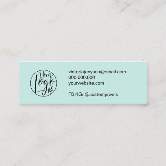 Minimalistischer schwarzer Schmuck-Ohrring Mini Visitenkarte (Rückseite)