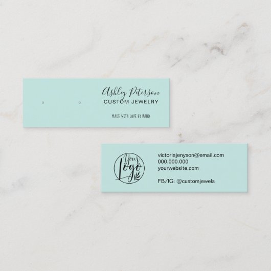 Minimalistischer schwarzer Schmuck-Ohrring Mini Visitenkarte (Vorne/Hinten)