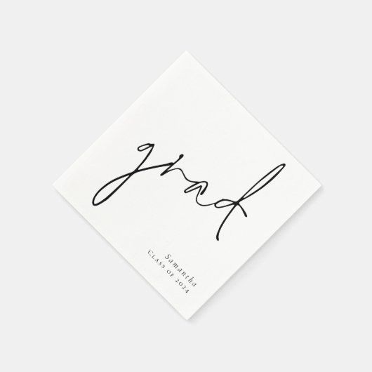 Minimalistischer Schwarzer Skriptname Jahr Abschlu Serviette (Ecke)