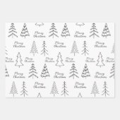 Minimalistischer schwarzer und weißer Weihnachtsba Geschenkpapier Set (Vorderseite 2)