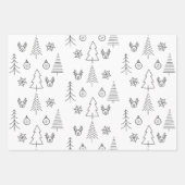Minimalistischer schwarzer und weißer Weihnachtsba Geschenkpapier Set (Vorderseite 3)