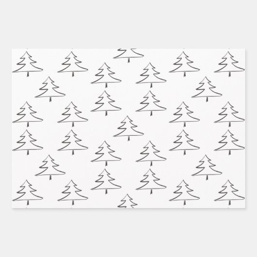 Minimalistischer schwarzer und weißer Weihnachtsba Geschenkpapier Set (Vorderseite 2)