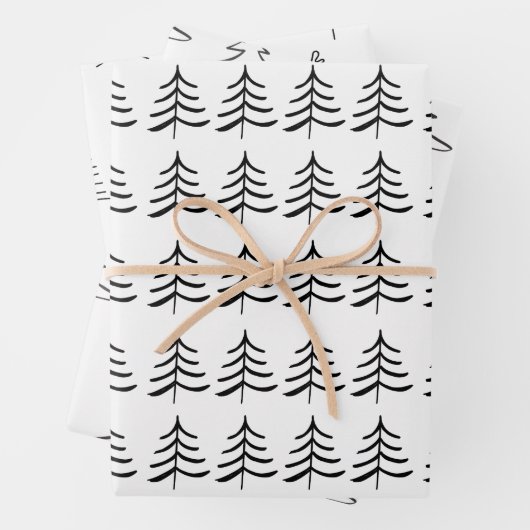 Minimalistischer schwarzer und weißer Weihnachtsba Geschenkpapier Set (Beispiel)