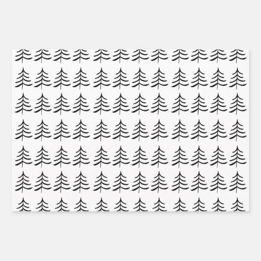 Minimalistischer schwarzer und weißer Weihnachtsba Geschenkpapier Set (Vorderseite)