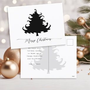 Minimalistischer Schwarzer Weihnachtsbaum Feiertagspostkarte