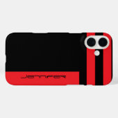 Minimalistischer schwarzer Zweiweg-Streifen, Name, Case-Mate iPhone Hülle (Rückseite (Horizontal))