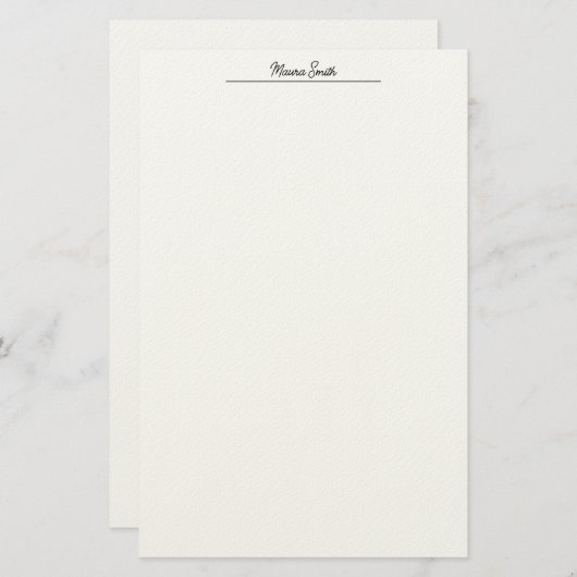 Minimalistischer Schwarzweiß-individuelle Name Briefpapier (Vorne/Hinten)