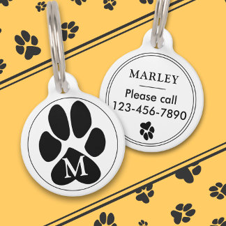 Minimalistischer Schwarzweißdruck Monogram, benutz Haustiermarke