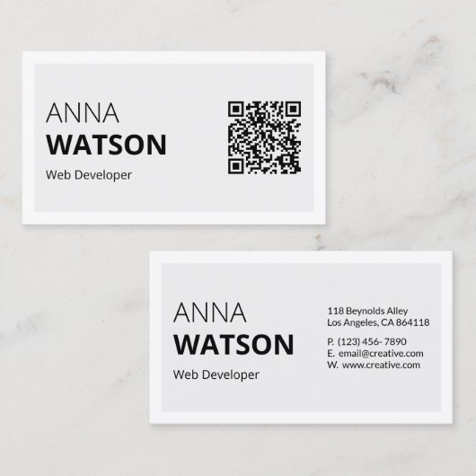 Minimalistischer, schwarzweißer und weißer Fett- u Telefonnummerkarte (Vorne/Hinten)