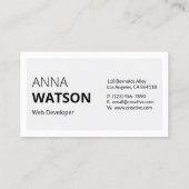 Minimalistischer, schwarzweißer und weißer Fett- u Telefonnummerkarte (Rückseite)