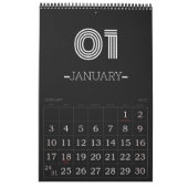 Minimalistischer Schwarzweißkalender Kalender (Jan 2027)
