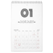 Minimalistischer Schwarzweißkalender Kalender (Jan 2027)