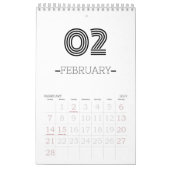 Minimalistischer Schwarzweißkalender Kalender (Feb 2027)