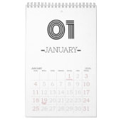Minimalistischer Schwarzweißkalender Kalender (Jan 2026)