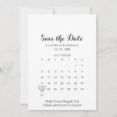 Minimalistischer Schwarzweißkalender Save the Date (Vorderseite)