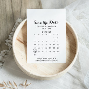 Minimalistischer Schwarzweißkalender Save the Date
