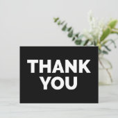 Minimalistischer Schwarzweißtext Dankeskarte (Stehend Vorderseite)
