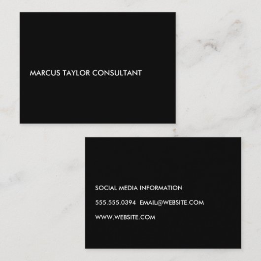 Minimalistischer Schwarzweißtext Visitenkarte (Vorne/Hinten)