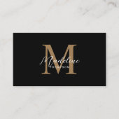 Minimalistischer Script Black Gold Monogram QR Cod Visitenkarte (Vorderseite)