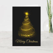 Minimalistischer Script Black & Gold Weihnachtsbau Karte (Vorderseite)