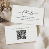 Minimalistischer Script-Hochzeitdetails QR-Code Begleitkarte