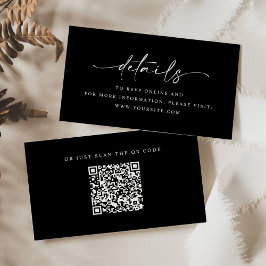 Minimalistischer Script-Hochzeitdetails QR-Code Begleitkarte