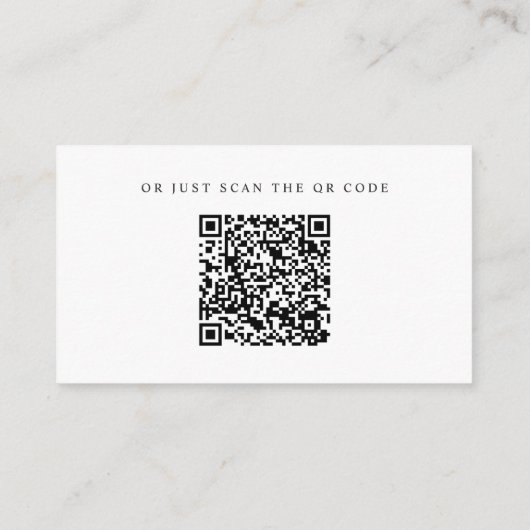 Minimalistischer Script-Hochzeitdetails QR-Code Begleitkarte (Rückseite)