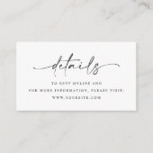 Minimalistischer Script-Hochzeitdetails QR-Code Begleitkarte (Vorderseite)