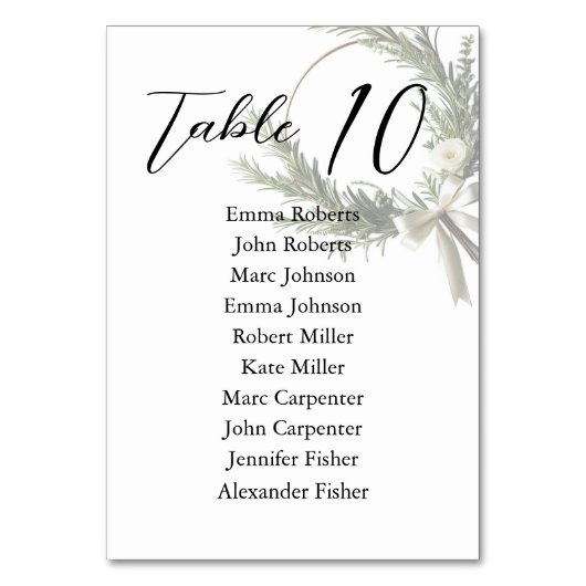 Minimalistischer Script-Hochzeitsplan Tischnummer (Vorderseite)