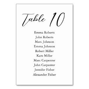 Minimalistischer Script-Hochzeitsplan Tischnummer